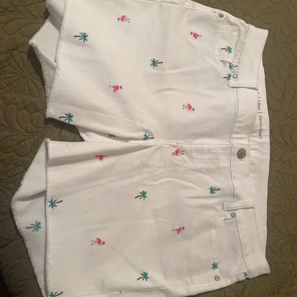 Talbots Size 14 Embroidered denim shorts
